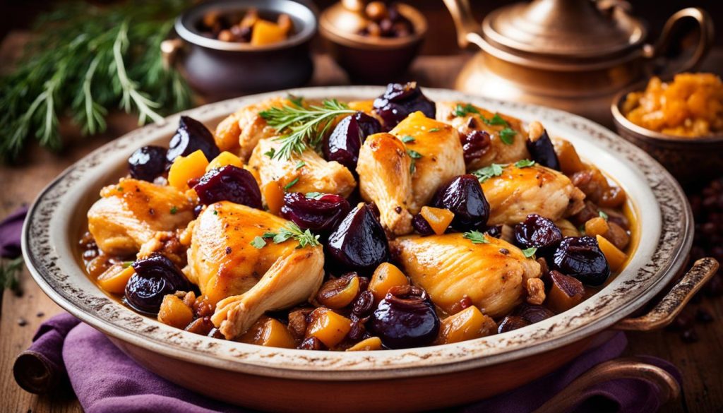 tajine de poulet aux oignons et raisins secs