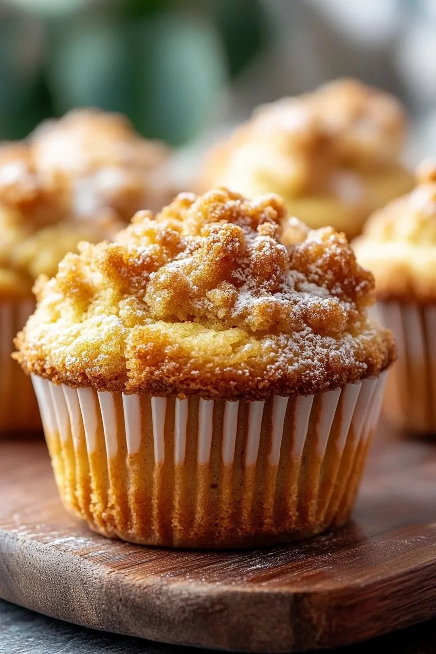 Bakery-style coffee cake muffins with crumbly topping