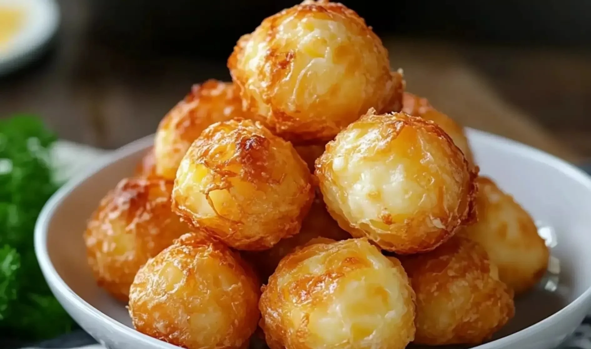 A bowl of golden cheese puffs ready to be enjoyed as a tasty snack.