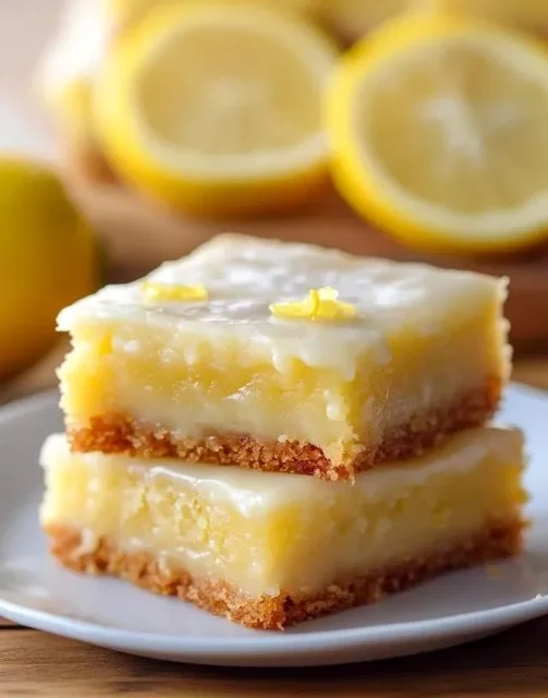 Delicious easy lemon brownies with a zesty lemon glaze on top.