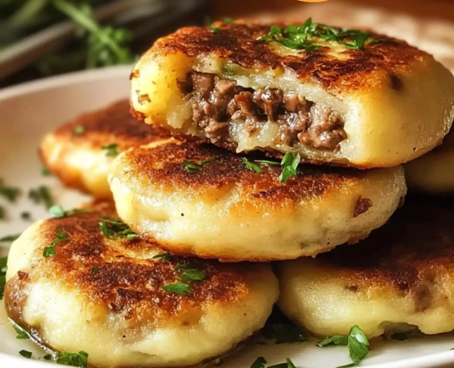 Delicious easy stuffed potato cakes on a plate, perfect for lunch