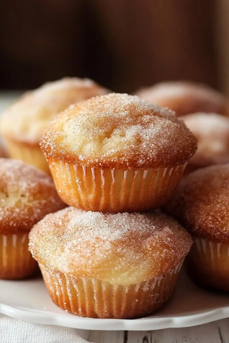 Fluffy cinnamon sugar donut muffins fresh out of the oven