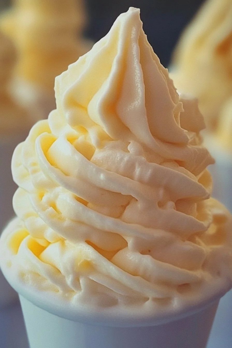 Delicious homemade pineapple soft serve ice cream in a bowl