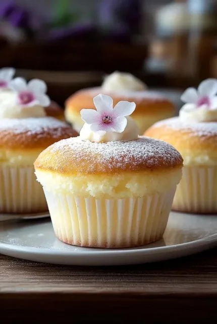 Fluffy Japanese Cotton Cheesecake Cupcakes with a light texture