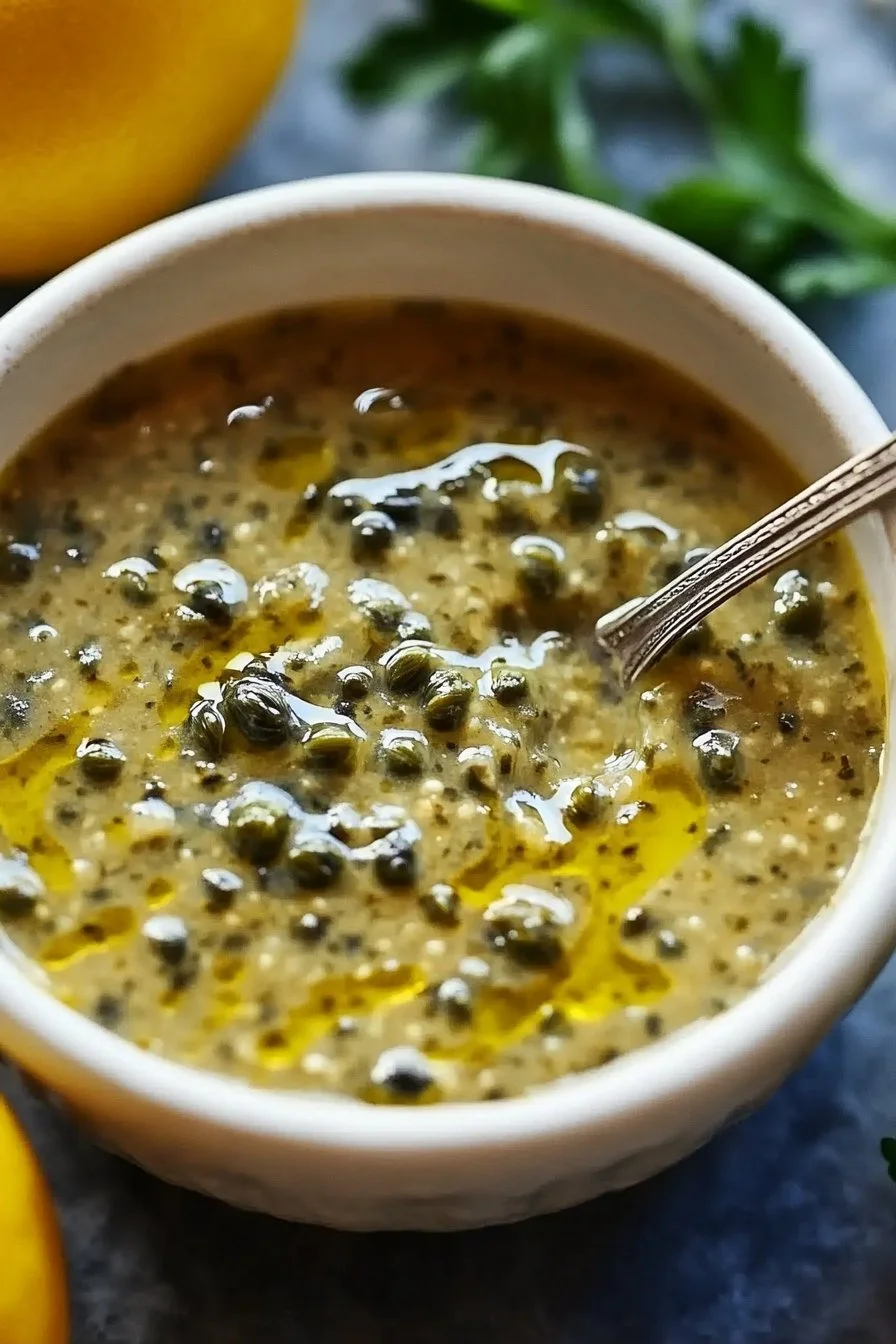 Delicious lemon caper sauce drizzled over fish and pasta dishes