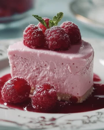 Delicious raspberry mousse served in a dessert cup with fresh raspberries