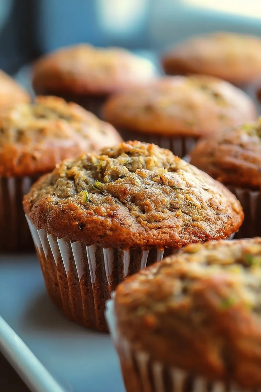 Delicious banana zucchini bread muffins fresh out of the oven