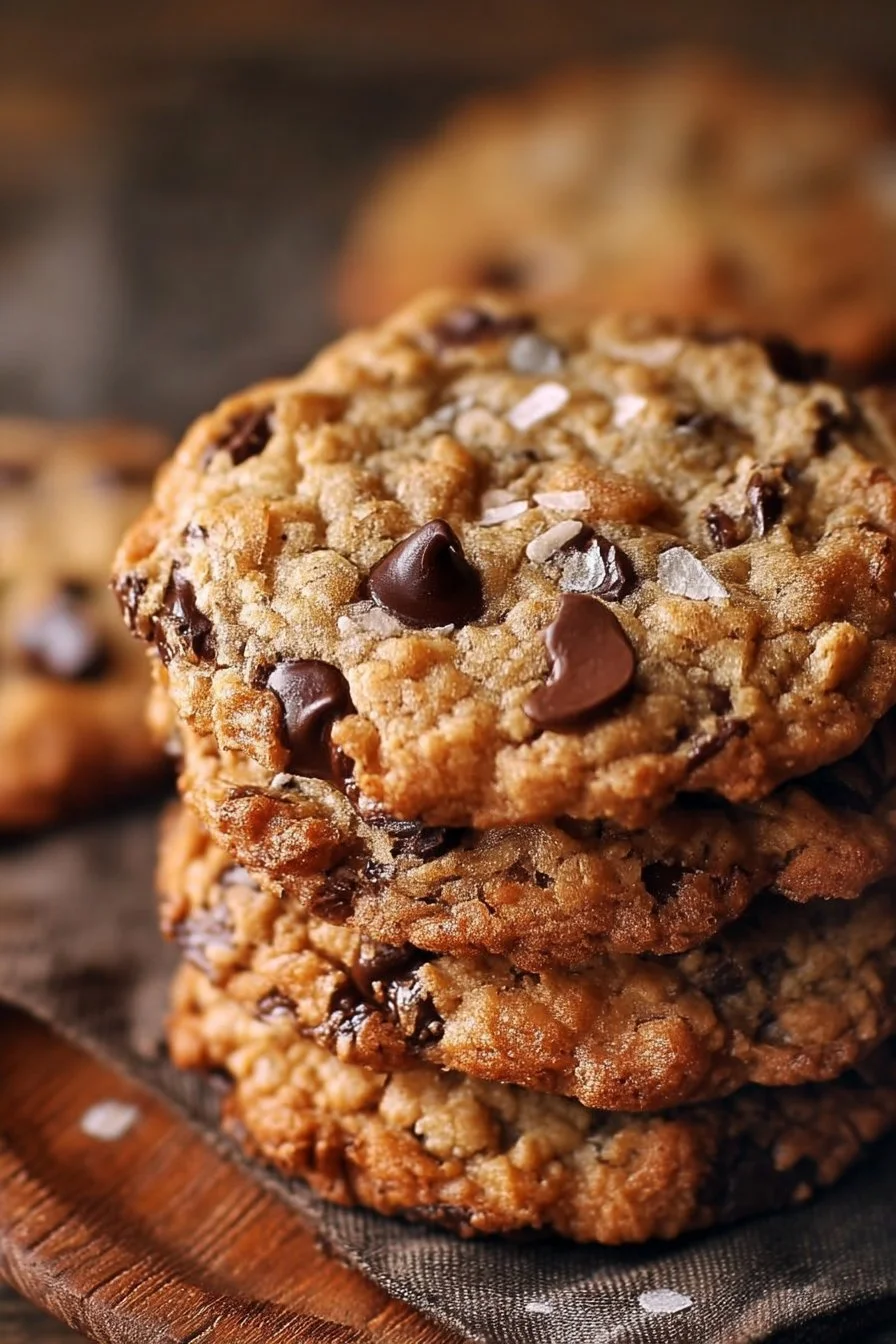 Delicious homemade cowboy cookies with chocolate and oats