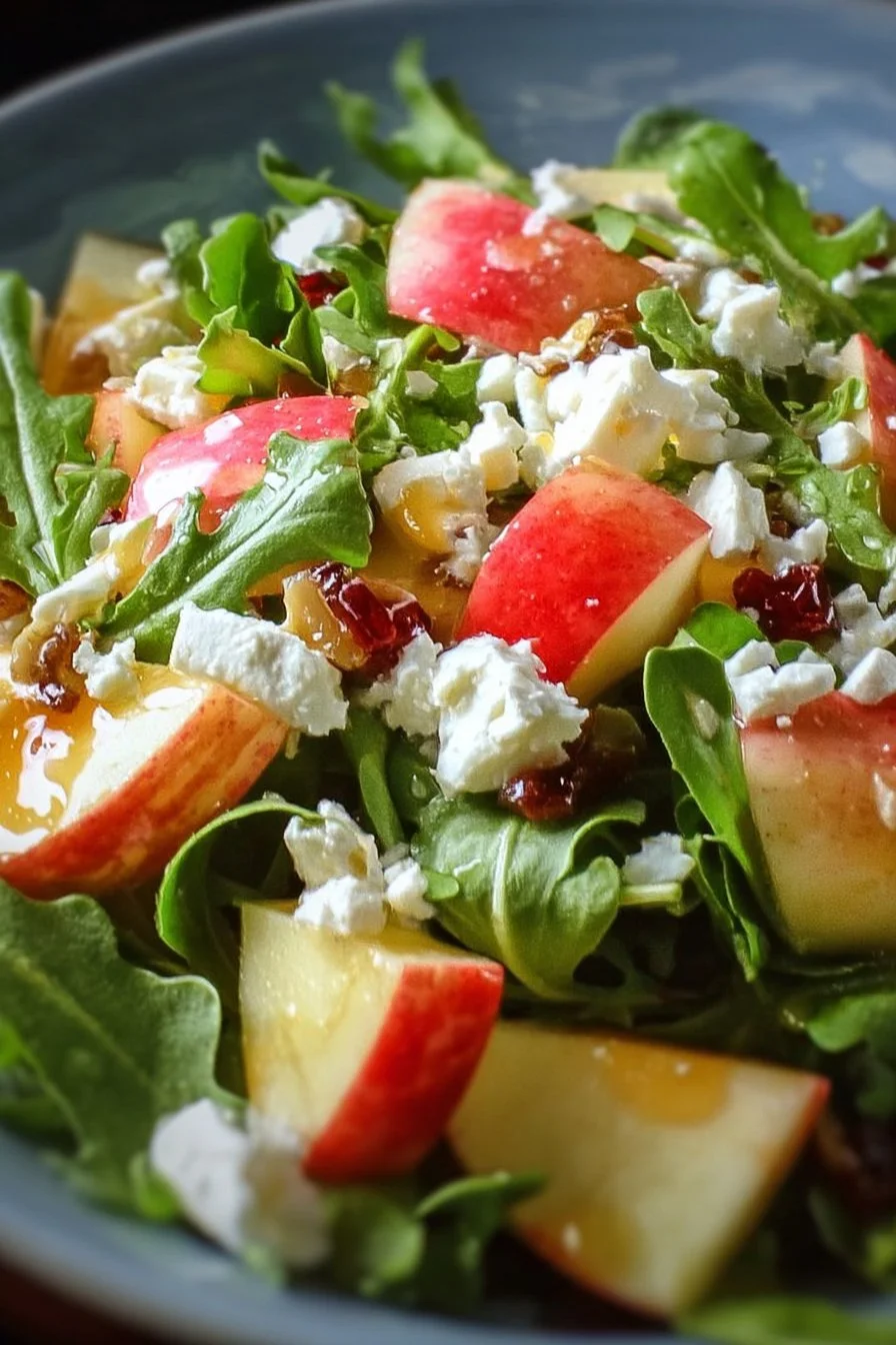 Honeycrisp Apple and Feta Salad with fresh greens and walnuts
