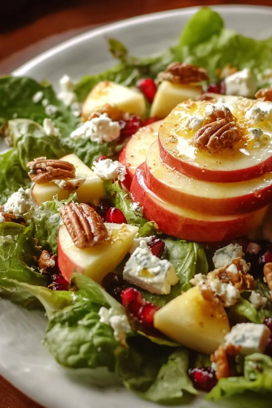 Honeycrisp Apple and Feta Salad with greens and nuts