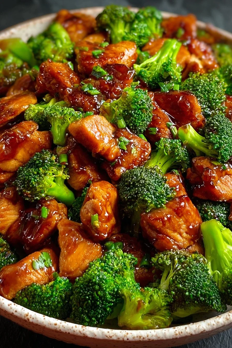 Delicious Bourbon Chicken with Broccoli served on a plate