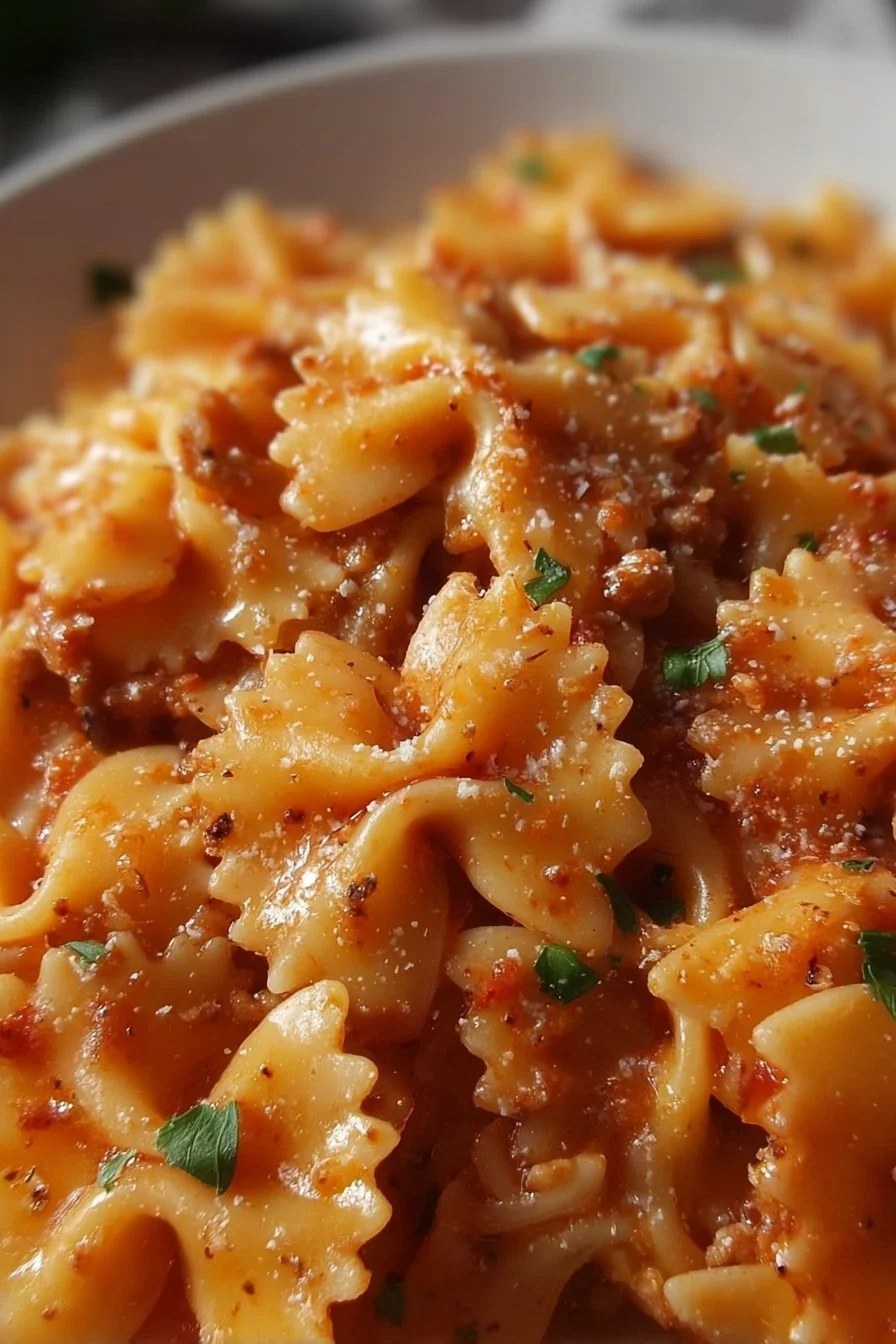 Delicious Bowtie Pasta Ziti served with fresh ingredients