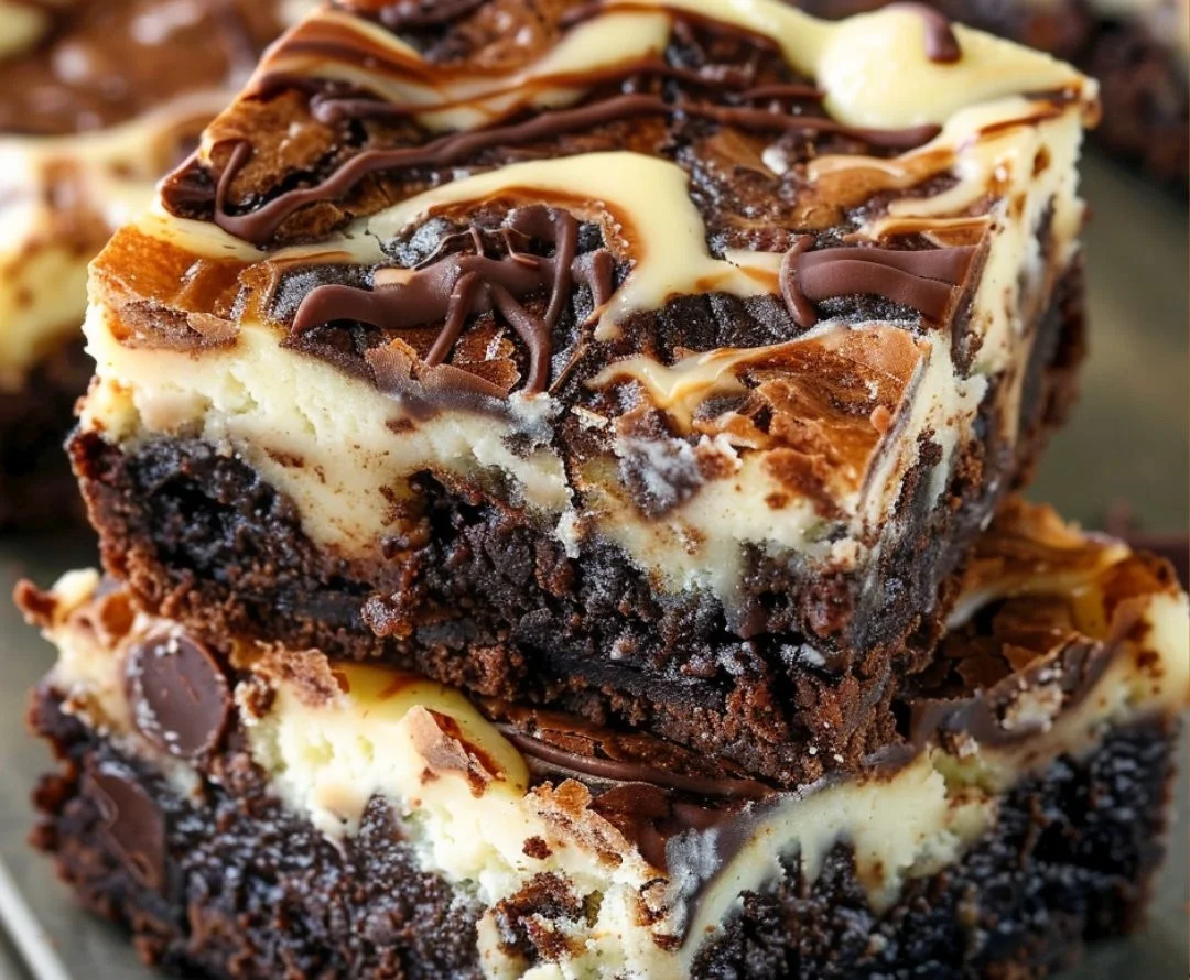 Delicious cheesecake brownies with a rich chocolate base and creamy cheesecake swirl