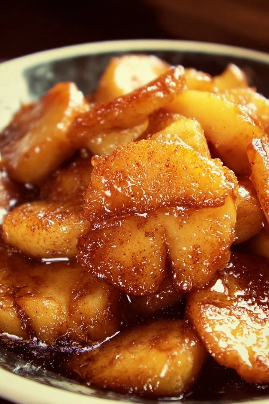 Delicious Cracker Barrel fried apples served with cinnamon and sugar.