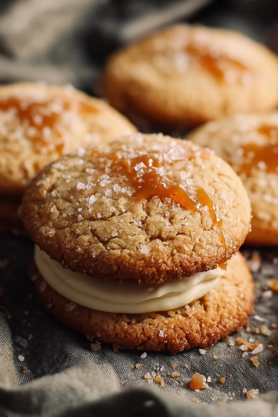 Delicious Crumbl salted caramel cheesecake cookies with creamy topping