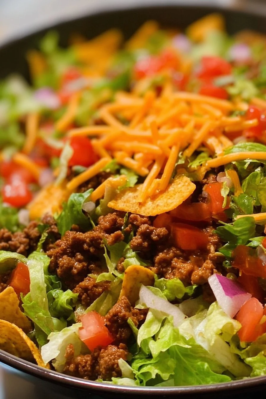Delicious Doritos Taco Salad served in a bowl with vibrant ingredients