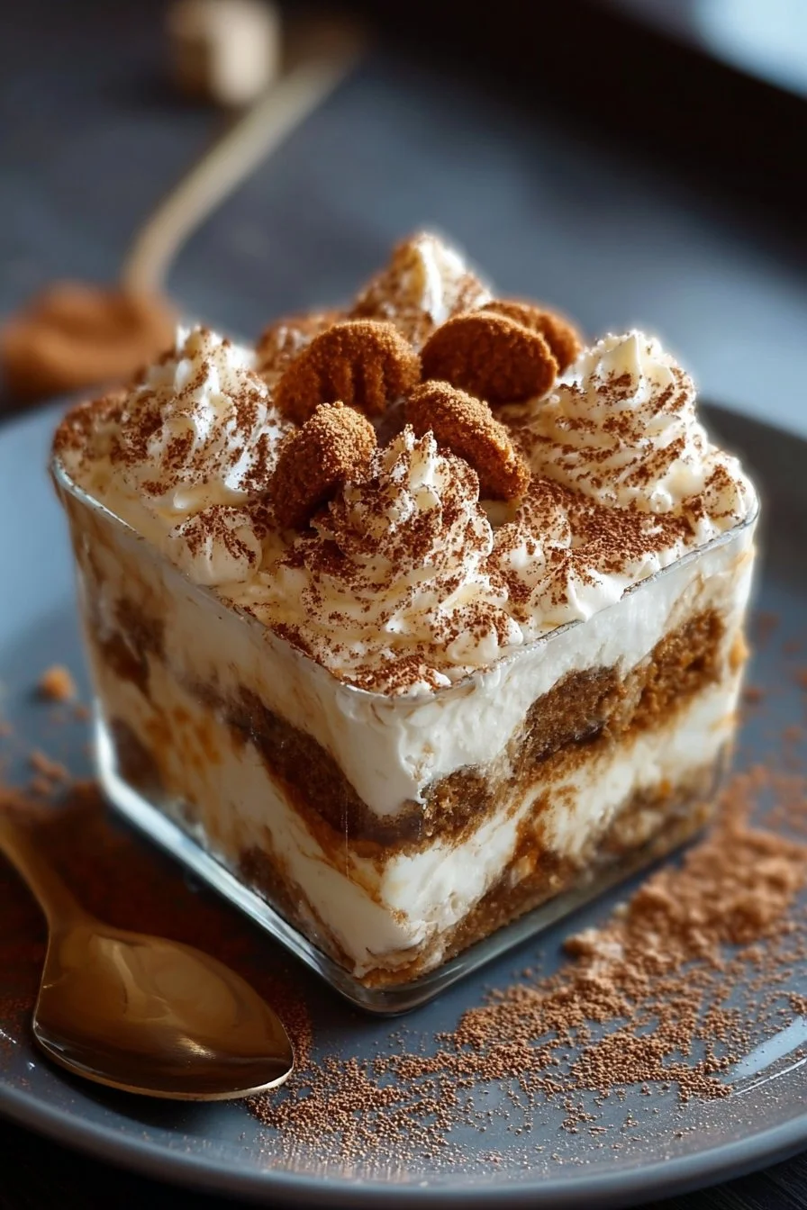 Delicious serving of easy Biscoff Tiramisu dessert