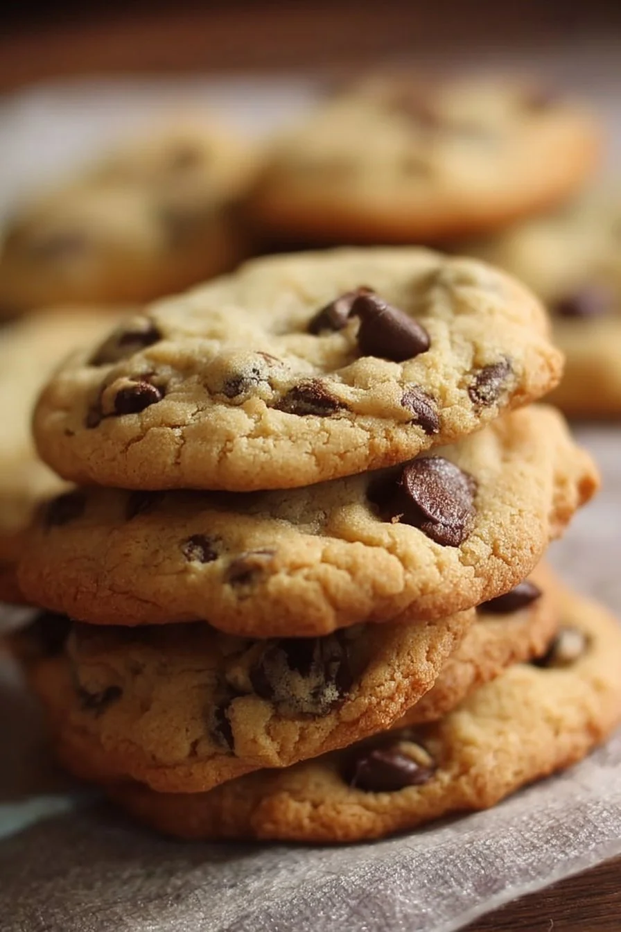 Freshly baked easy chocolate chip cookies on a cooling rack.