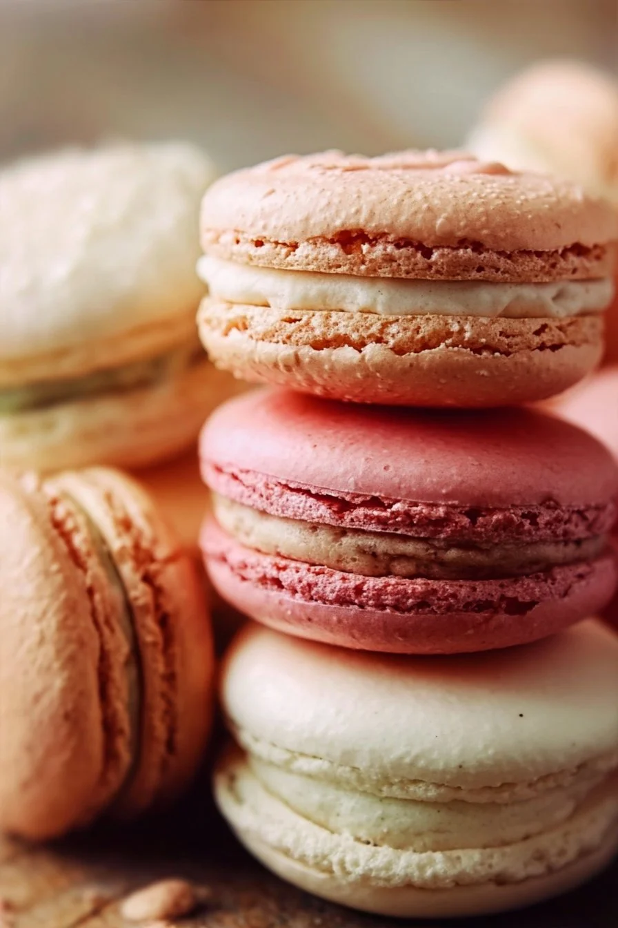 Plate of beautifully colored French Macarons arranged for a sweet display