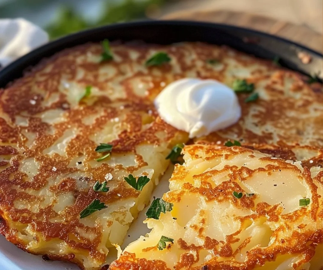 Crispy and golden German potato pancakes served hot with toppings.