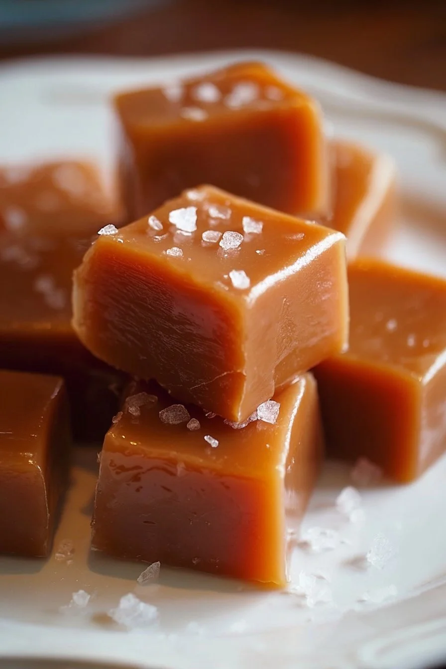 Delicious homemade caramels in a decorative box.