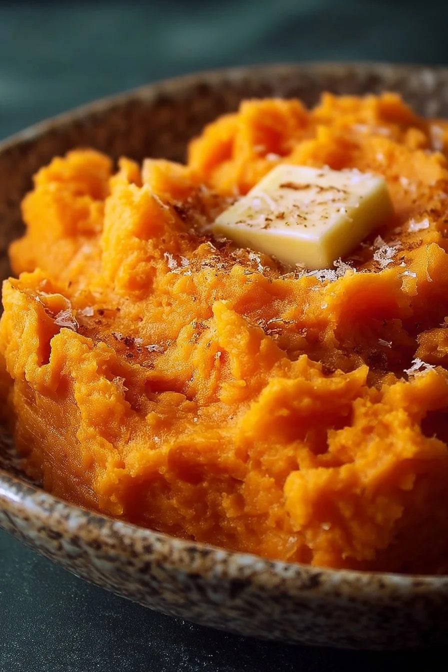 Delicious honey butter mashed sweet potatoes served in a bowl