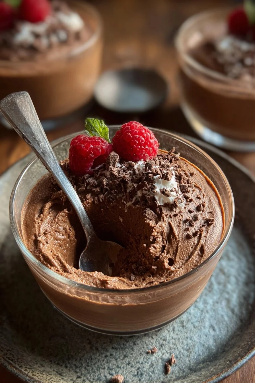 Delicious Keto Chocolate Mousse served in a decorative bowl.
