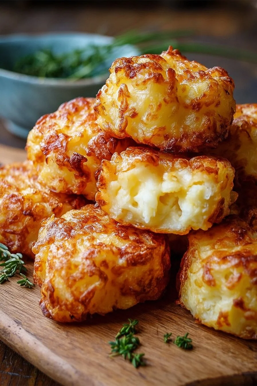 Delicious leftover mashed potato cheese puffs fresh out of the oven.