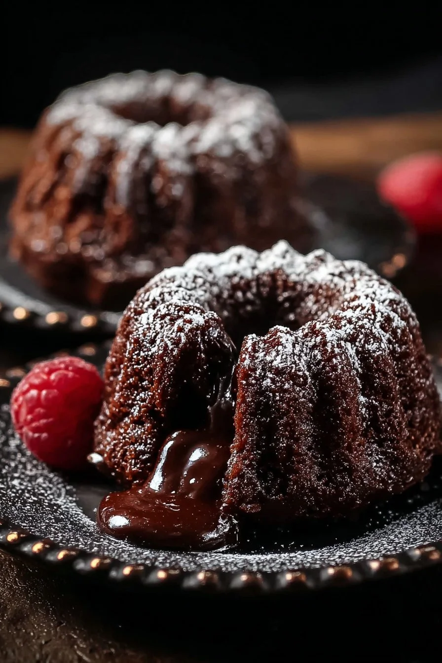 Delicious Mini Chocolate Lava Bundt Cakes with molten chocolate center