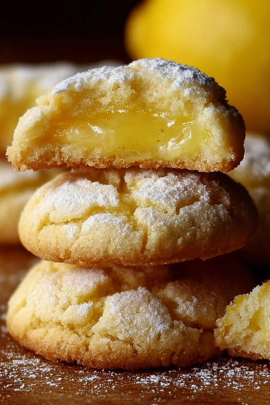 Delicious stuffed lemon cookies with a zesty lemon filling.