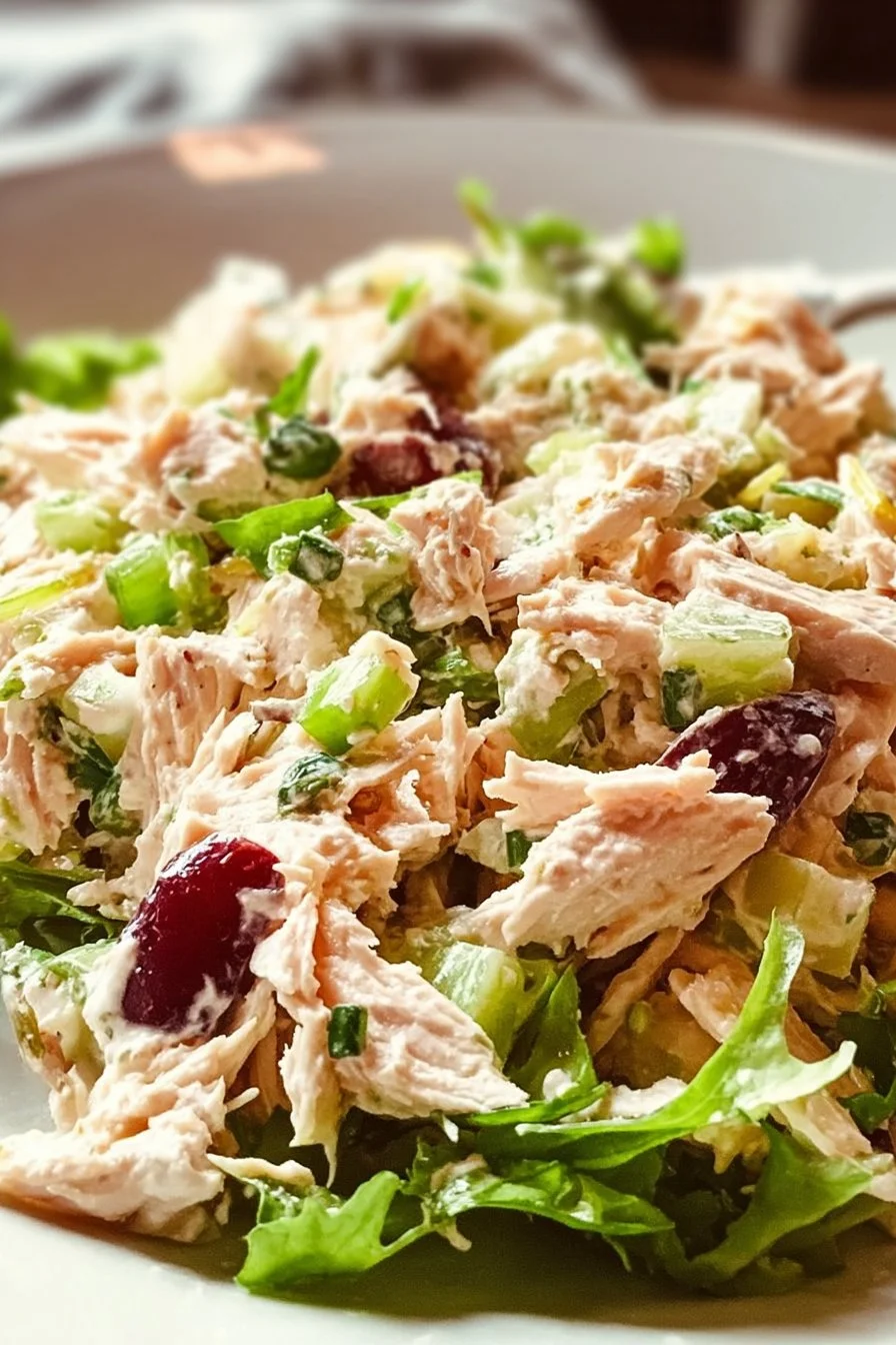 Delicious and fresh homemade chicken salad in a bowl