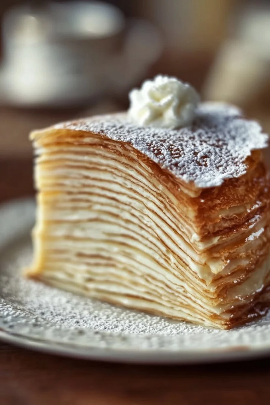 Delicious Thousand Layer Cake showcasing multiple layers of flavor and texture.
