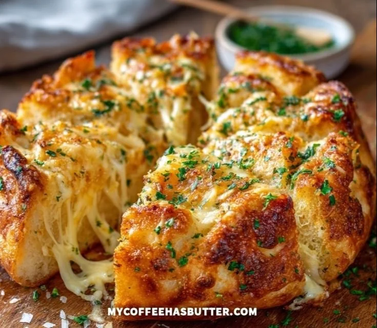 Best air fryer cheesy tortilla garlic bread topped with melted cheese and garlic