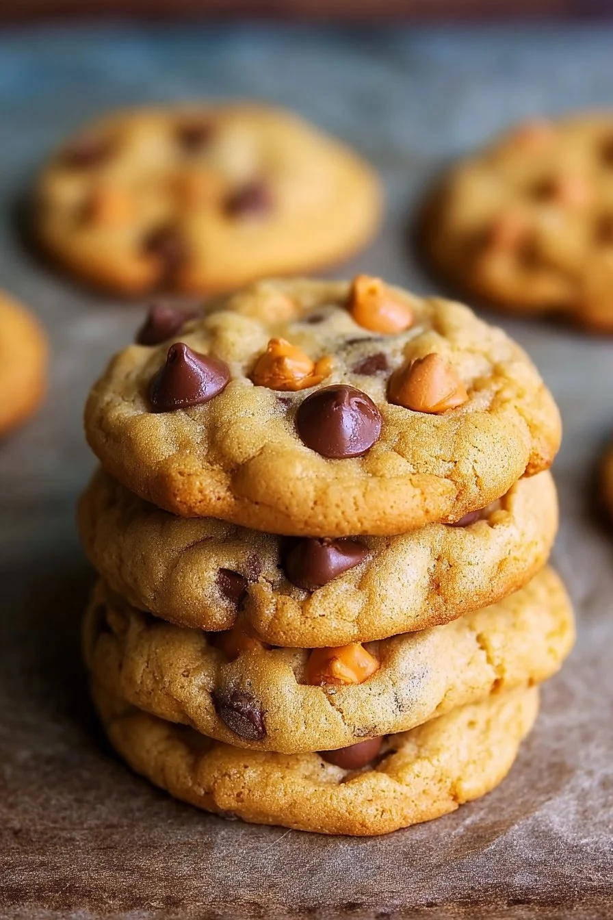 Delicious butterscotch chocolate chip cookies on a plate