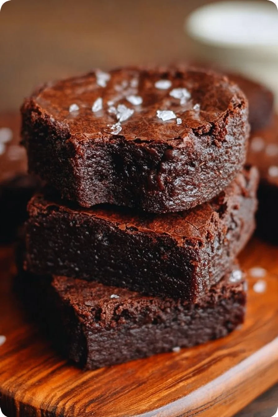 Delicious best ever sourdough brownies topped with chocolate