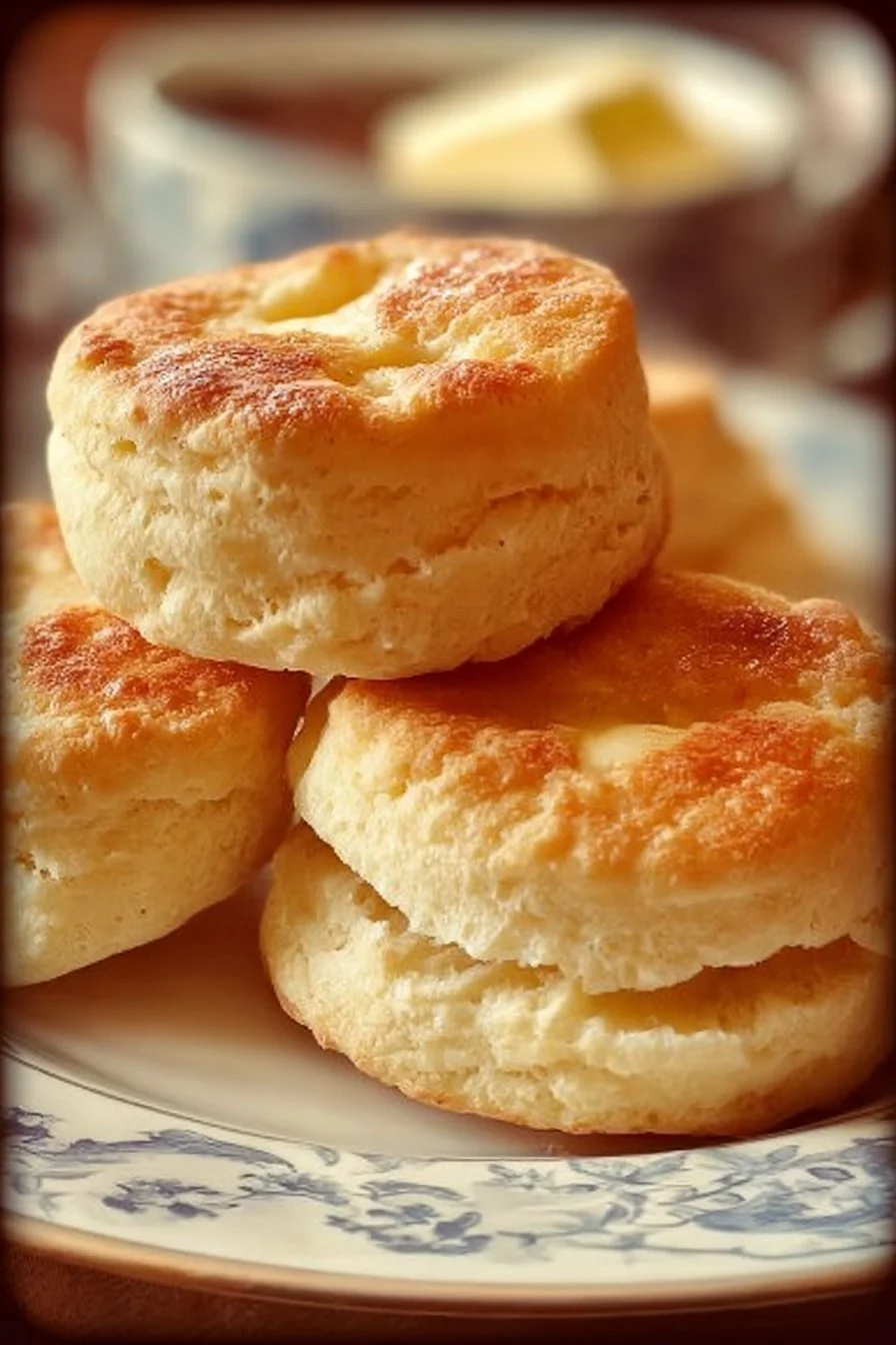 Freshly baked Butter Swim Biscuits served on a plate