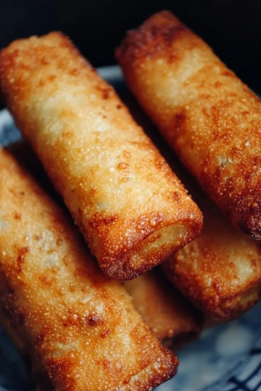 Delicious crispy air fryer egg rolls served with dipping sauce