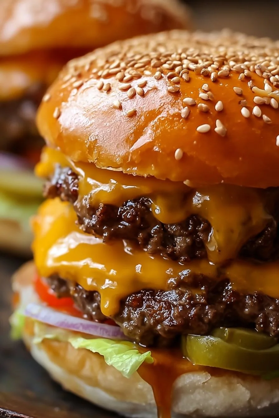 Delicious Crockpot Cheeseburgers served with fresh toppings