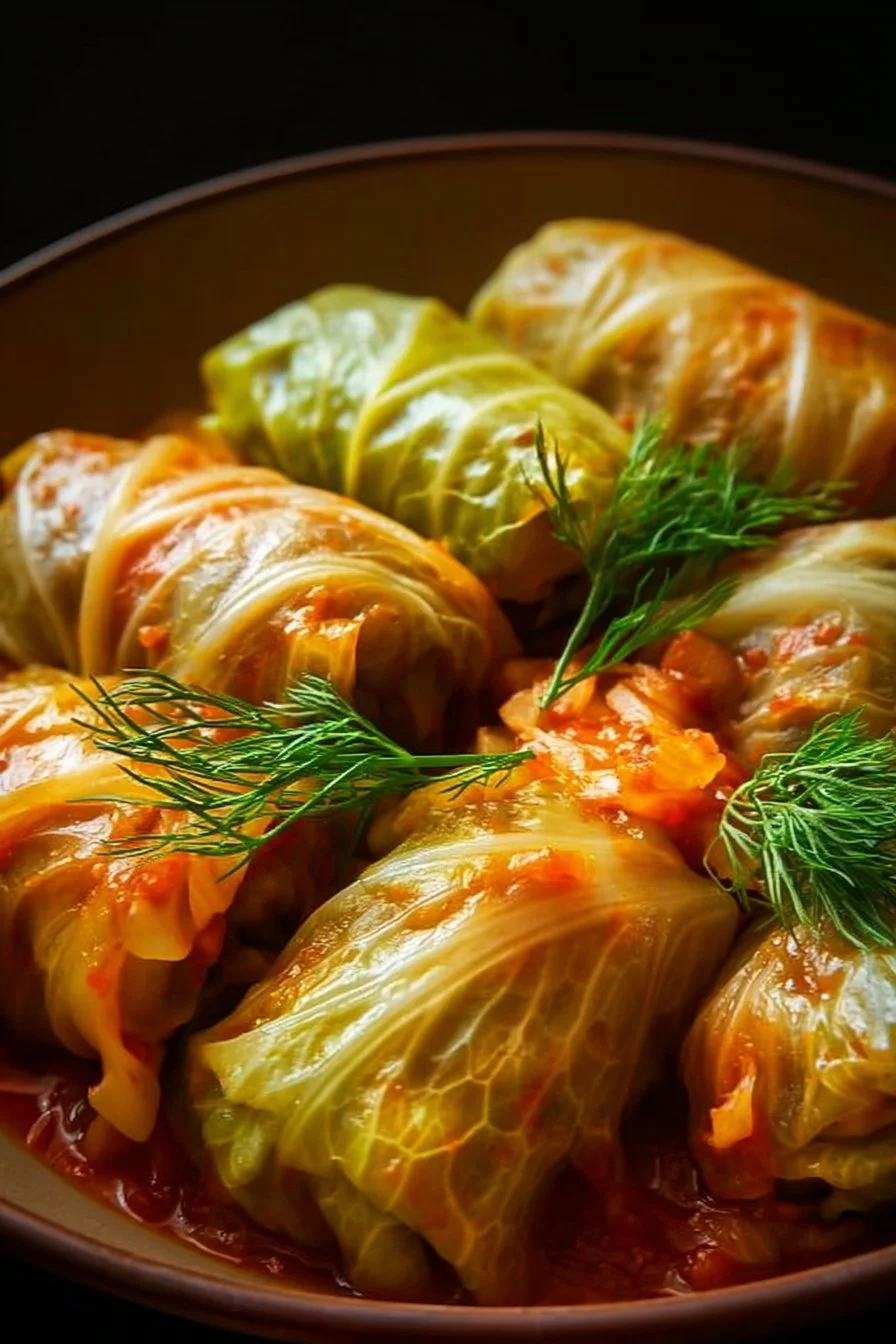 Delicious homemade cabbage rolls filled with savory ingredients.