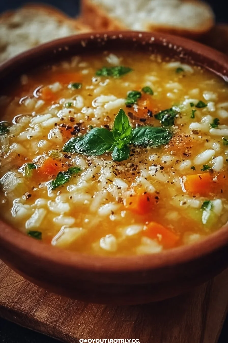 A bowl of delicious pastina soup with fresh herbs and vegetables