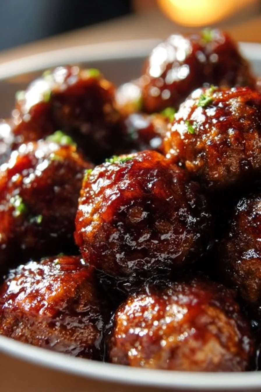 Juicy honey-garlic meatballs cooked in a BBQ crockpot