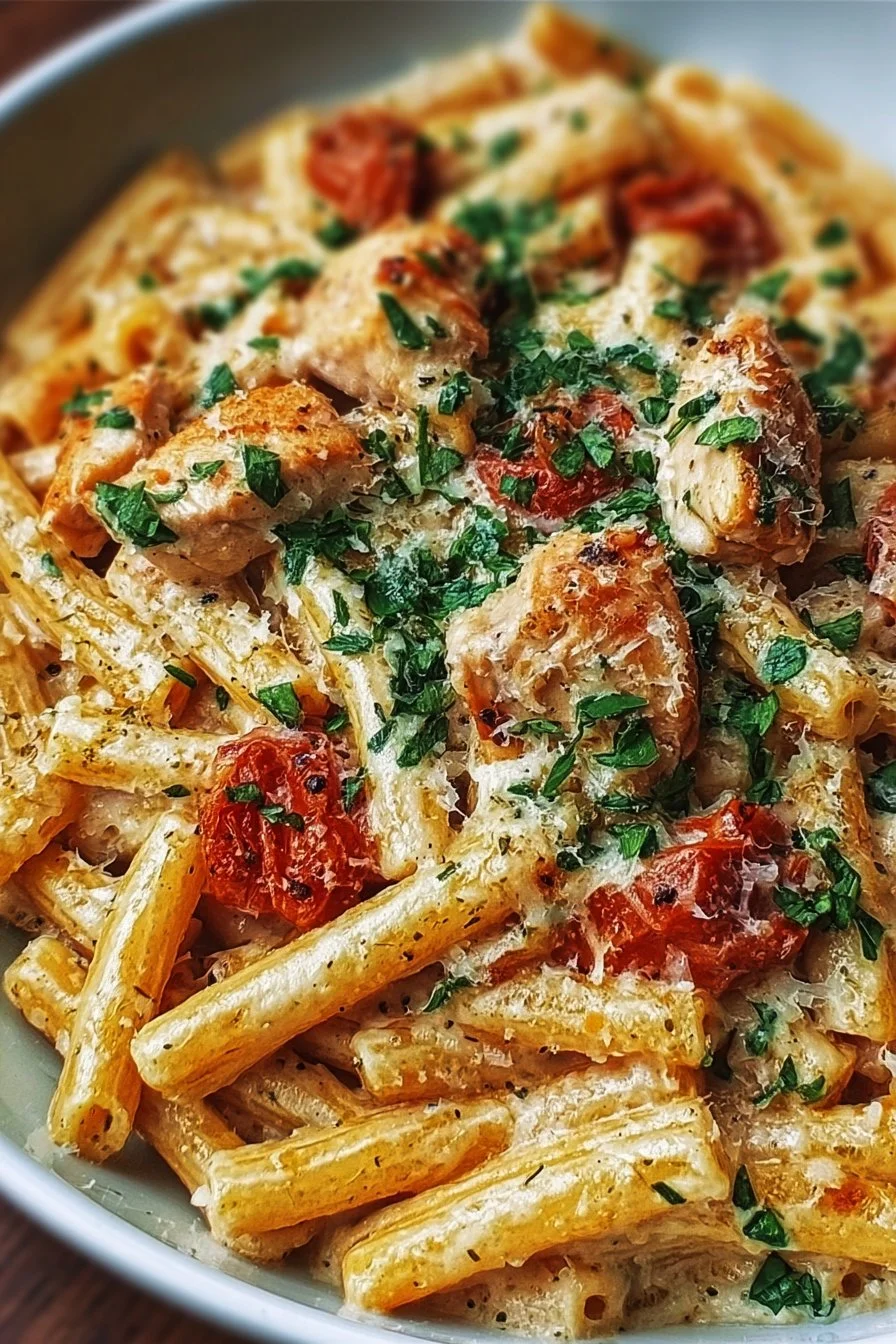 Creamy Marry Me Chicken Pasta with fresh herbs and spices