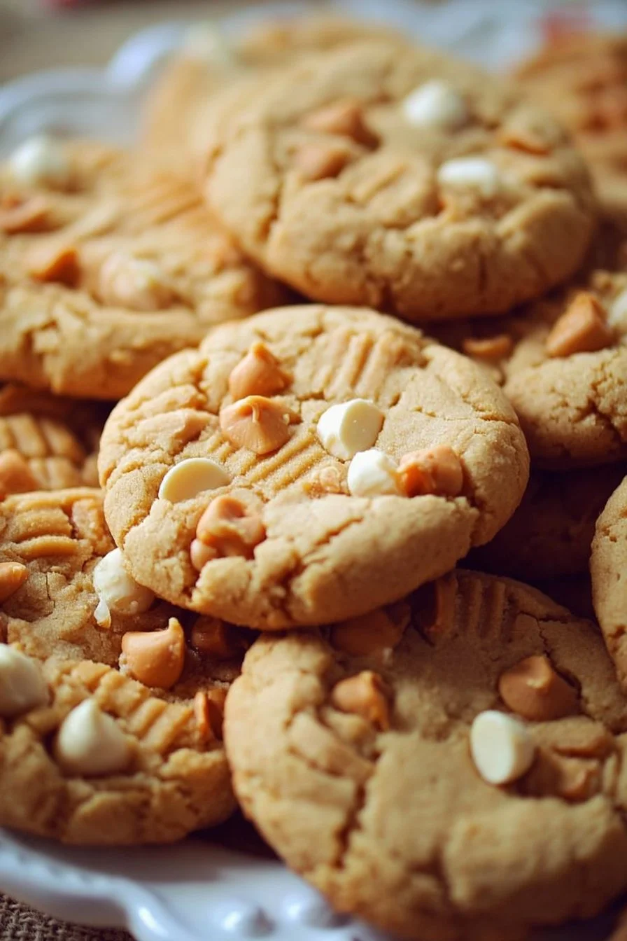 Plate of homemade Peanut Butter Butterscotch Cookies