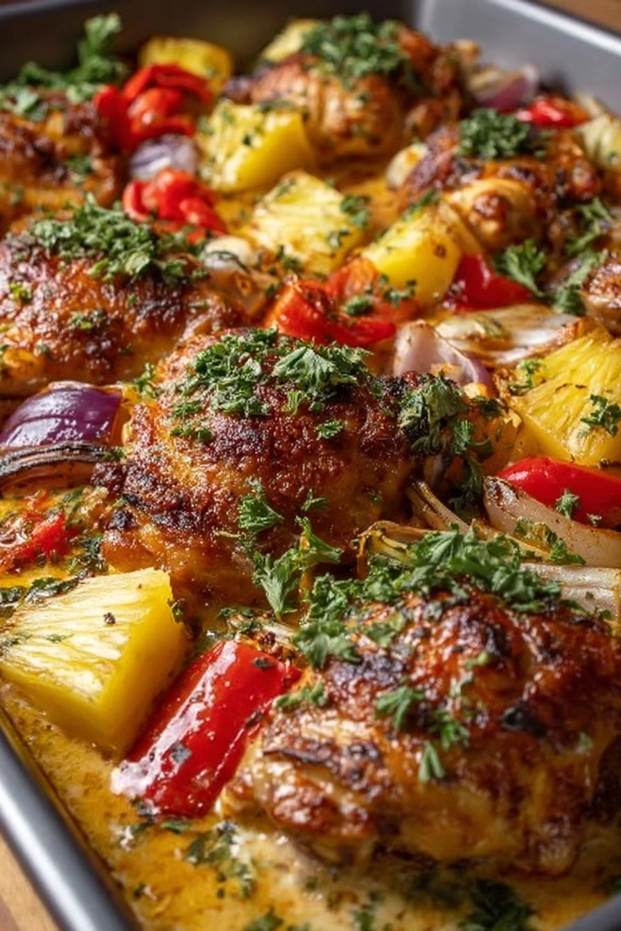 Savory Hawaiian Chicken Sheet Pan packed with fresh ingredients and vibrant flavors