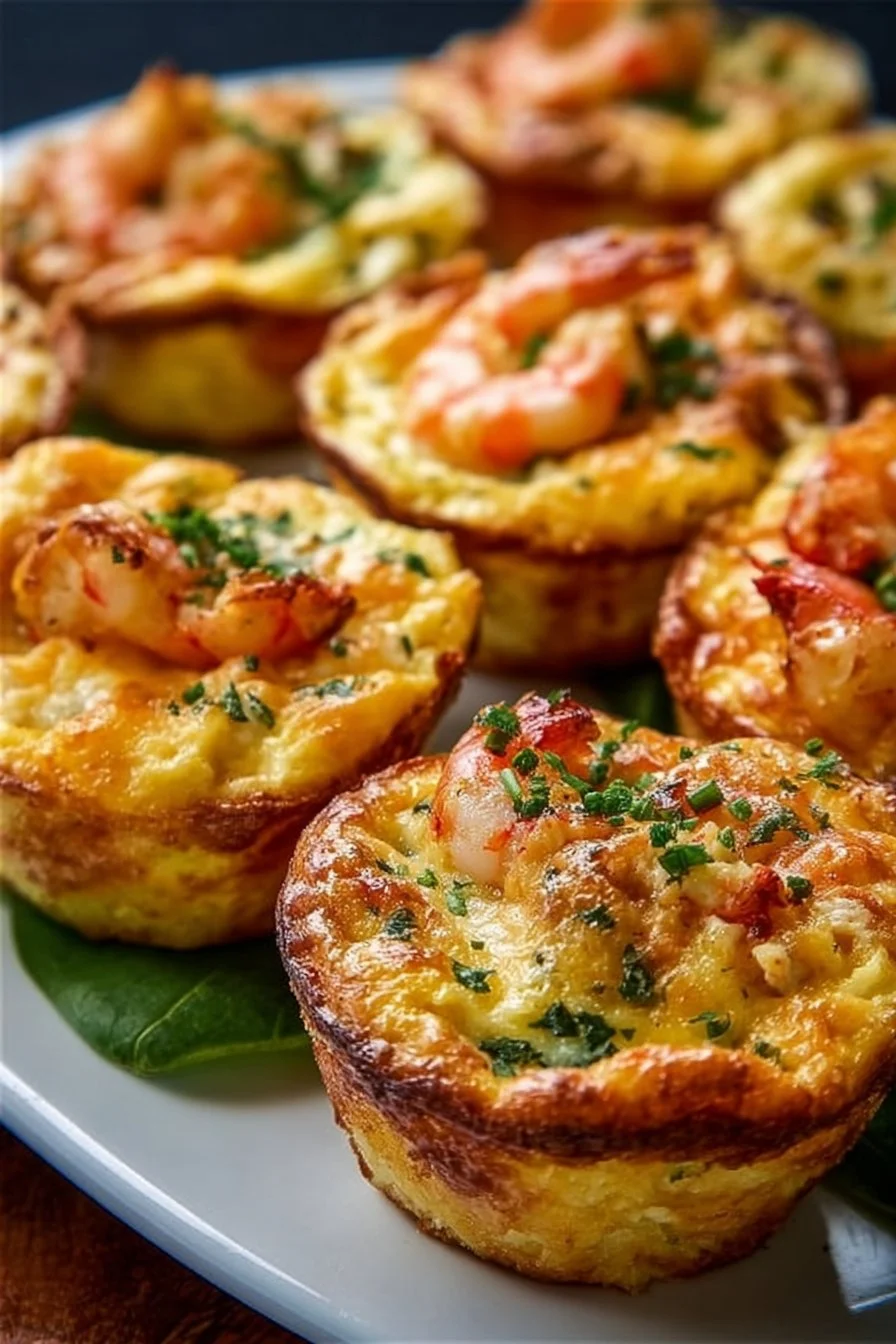 Crunchy cheddar crab and shrimp mini quiches served at a potluck party