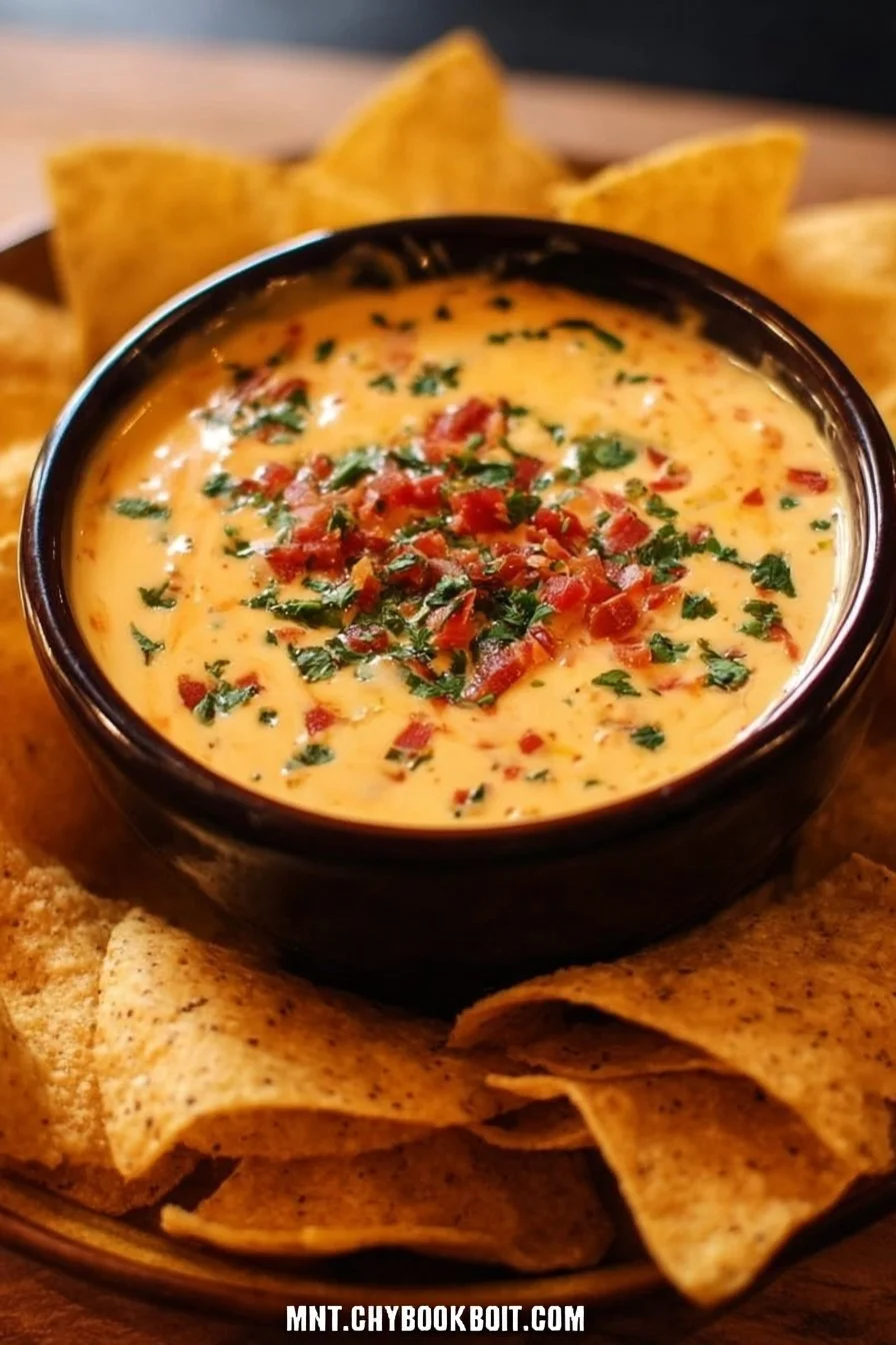 Delicious cheesy queso with Rotel and ranch in a bowl