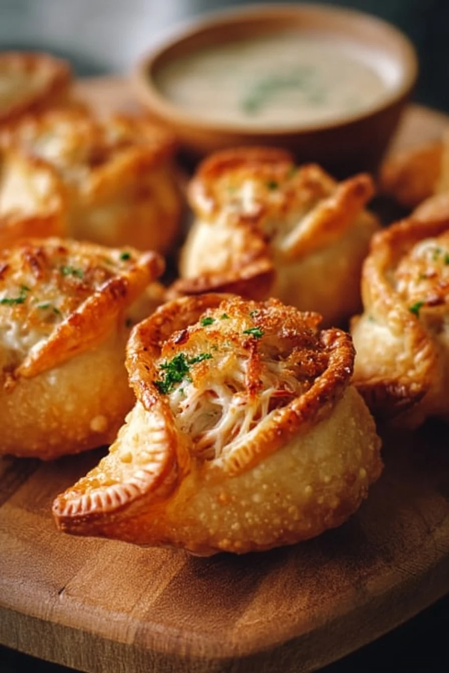 Golden Crab Crescent Bites appetizer featuring flaky pastry and crab filling