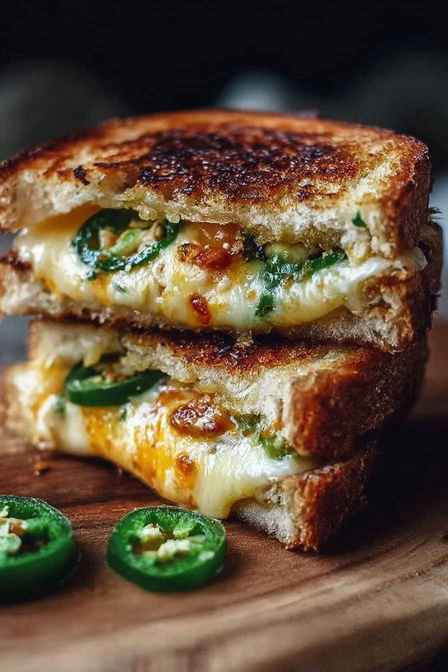 Irresistible roasted jalapeño popper grilled cheese sandwich with vibrant toppings
