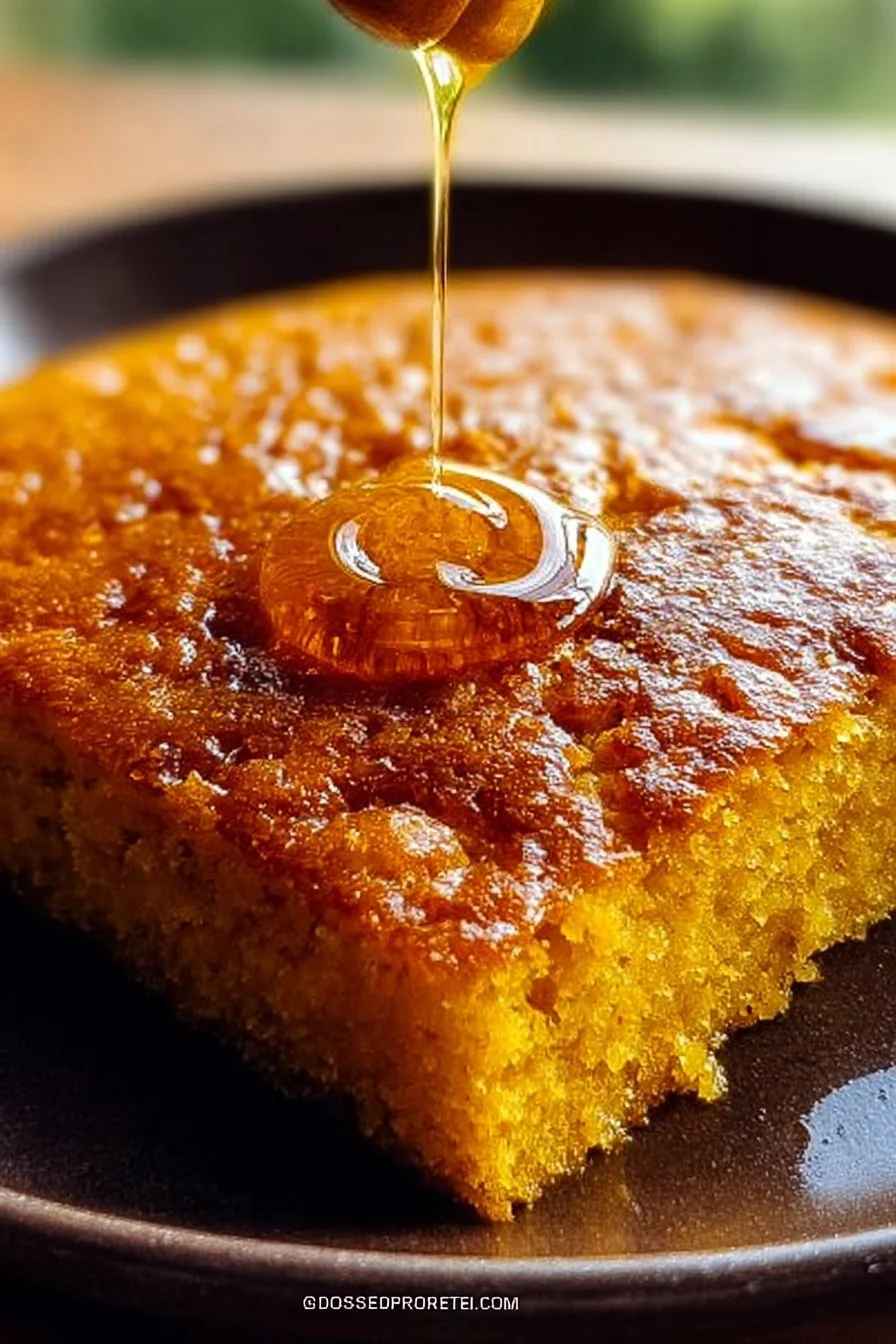 Maple Honey Butter Sweet Potato Cornbread served with honey butter spread