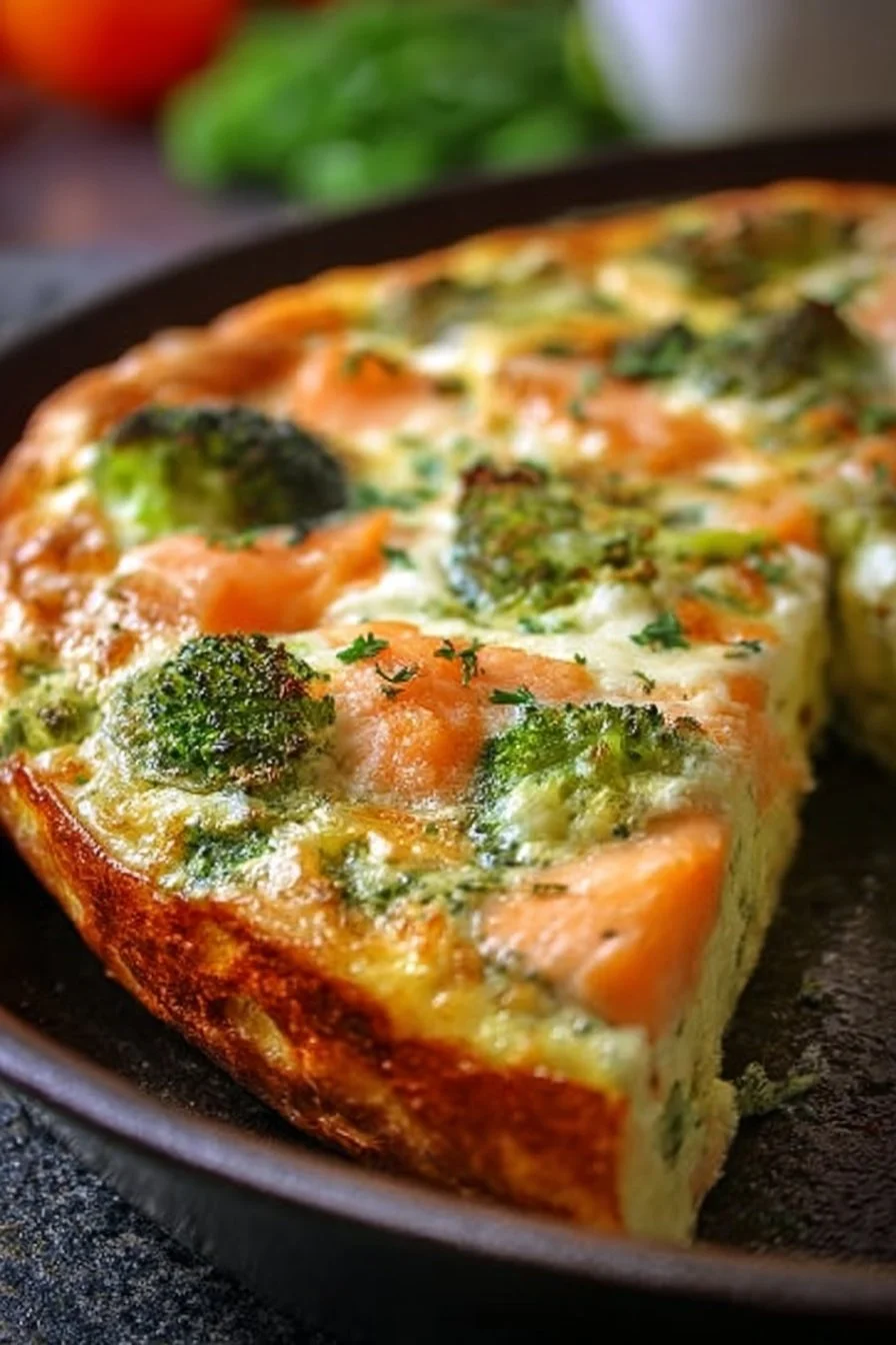Delicious broccoli salmon frittata with cottage cheese, ideal for easy lunches